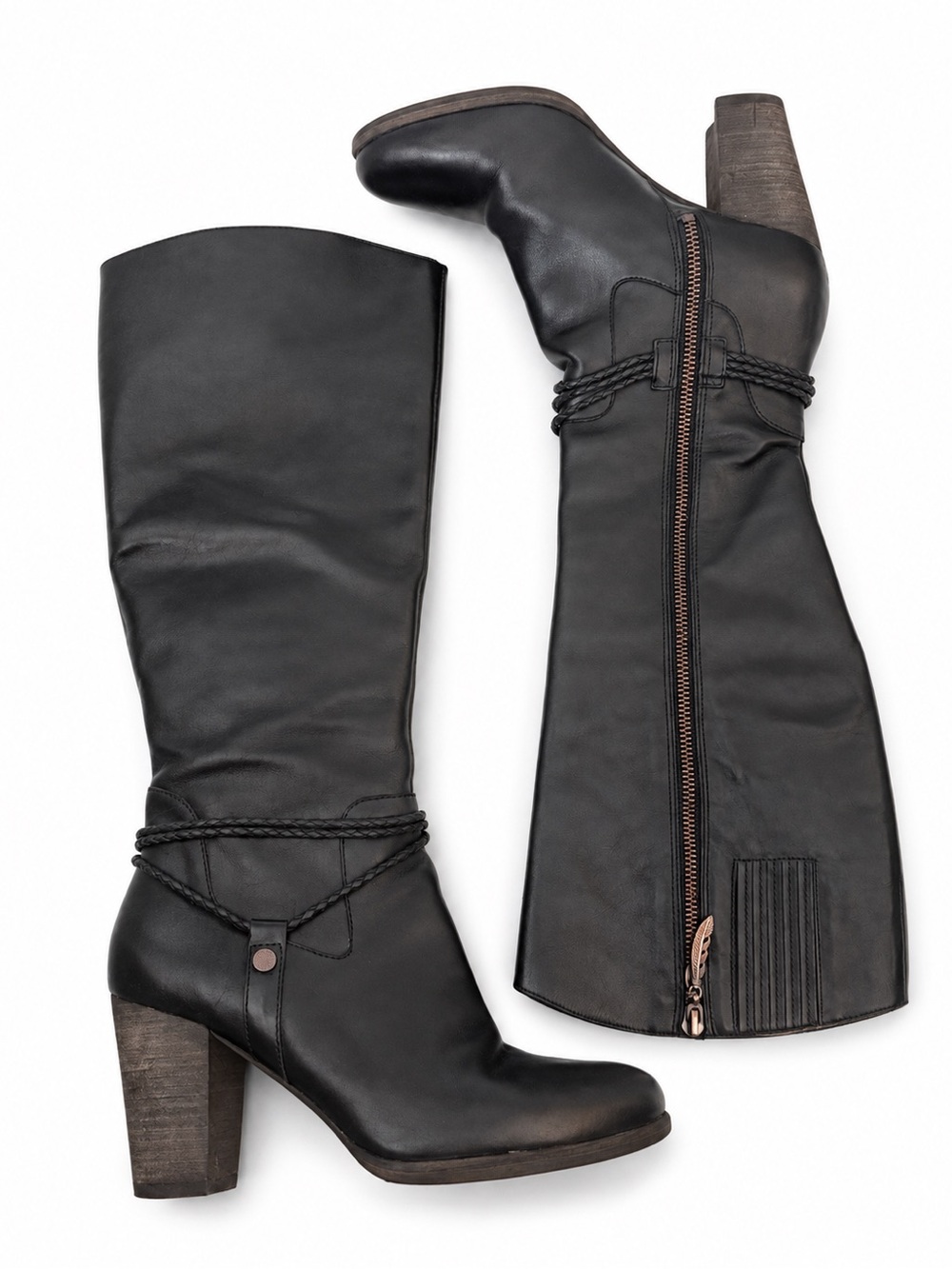 UGG Ciera Black Leather Tall Heeled Boots – Size 8